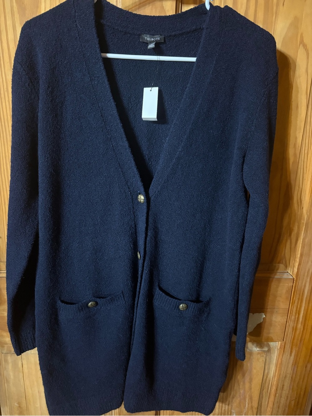 Talbots Dark Navy Long V-Neck Button Cardigan